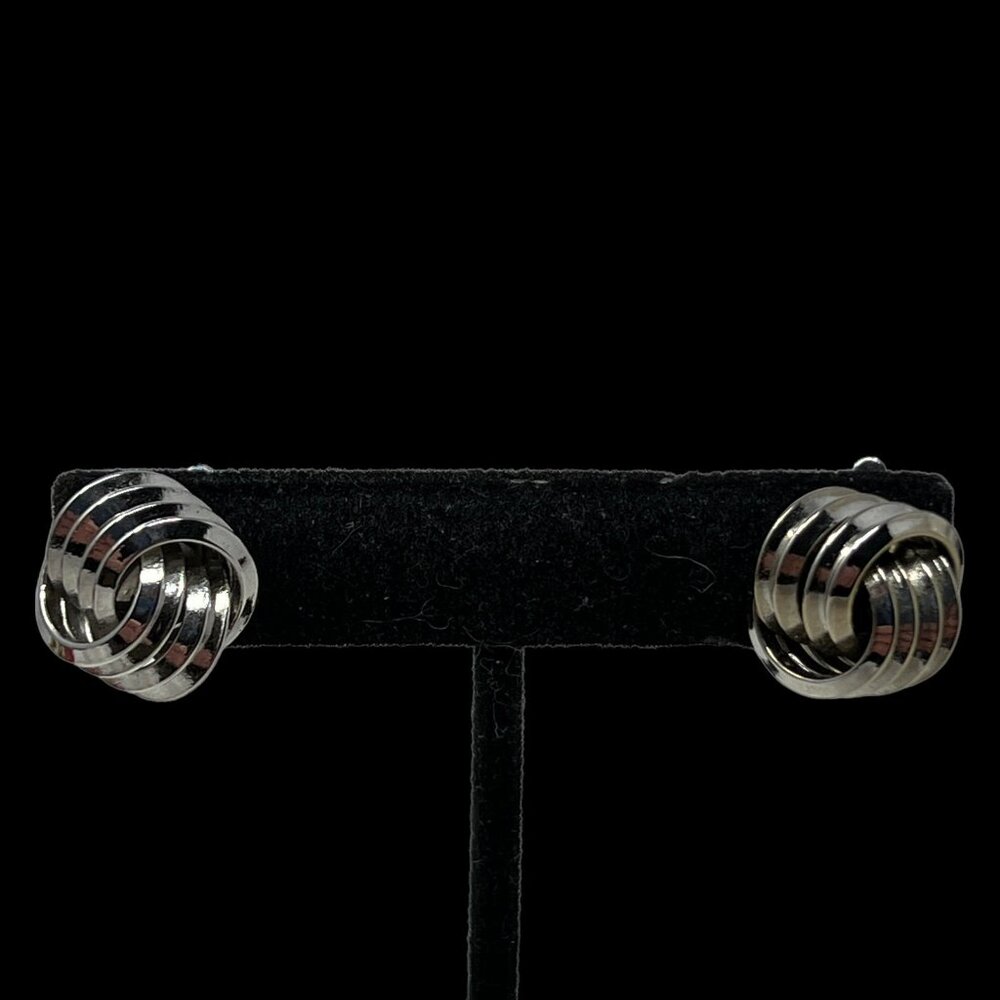 Trifari Earrings Silver‎ Tone Knott Clip On Vintage
